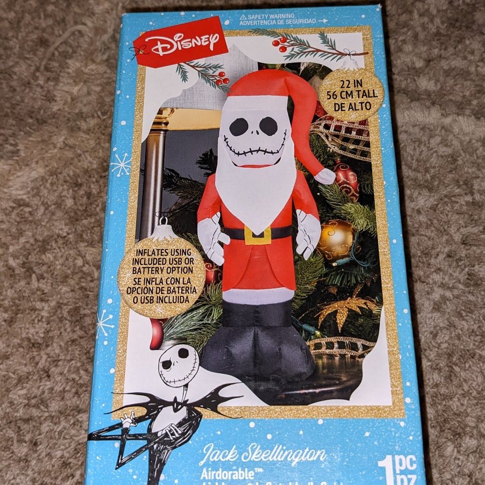 NEW Jack Skellington Santa Inflatable 22” Lights Up - Nightmare Before Christmas